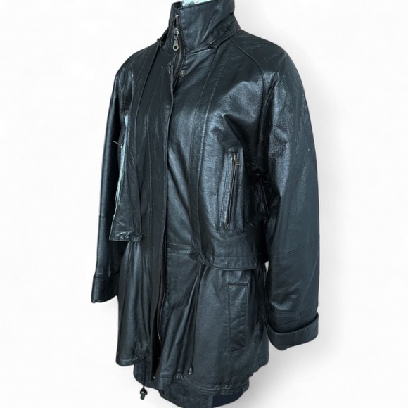Vintage Learsi Black Leather Parka – Tagged Small (Fits Women’s M/L) - Picture 5 of 14